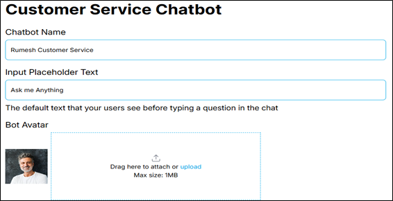 Customer Service chatbot interface